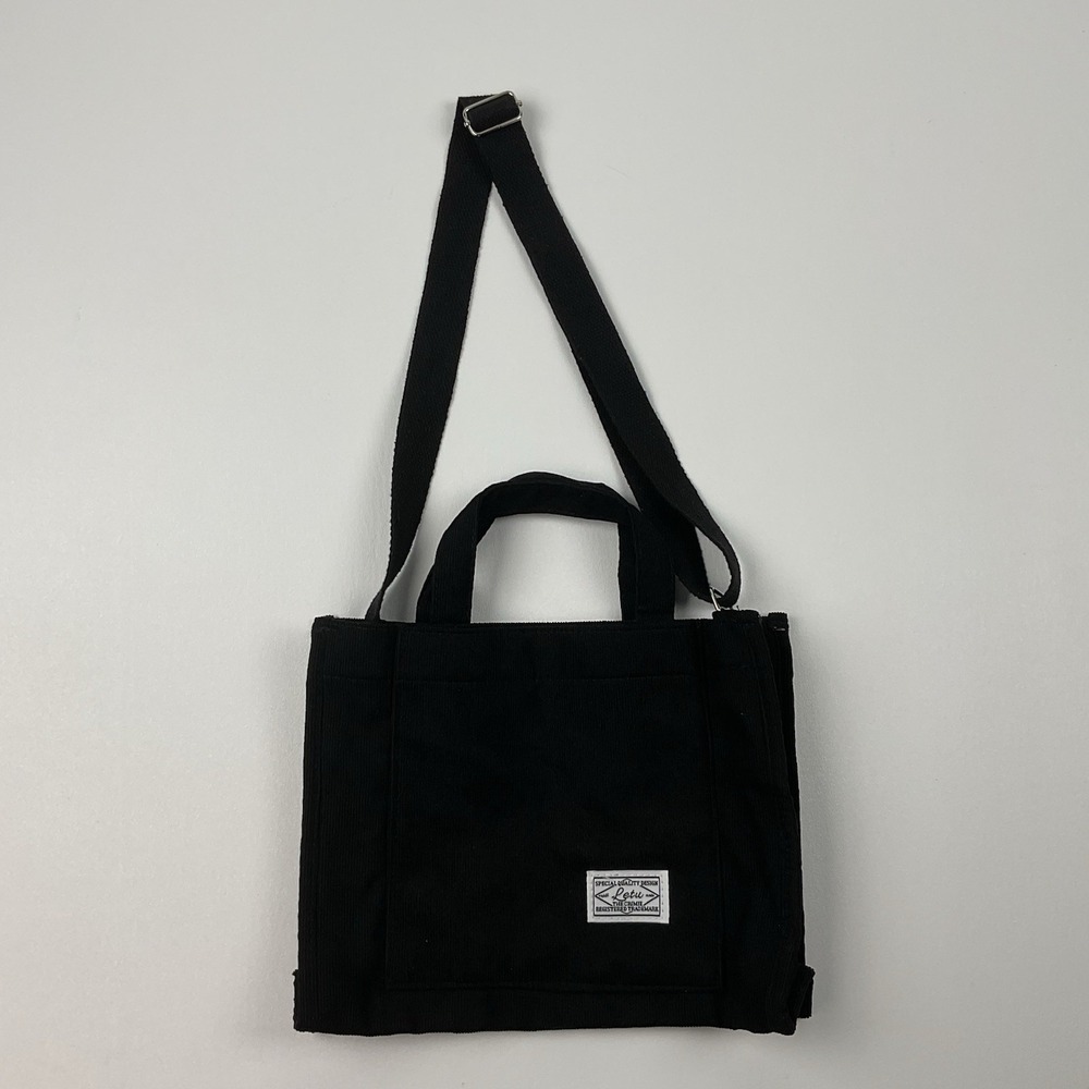 Letu Special Quality Black Corduroy Tote Bag Minimalist Casual‎ Everyday Style
